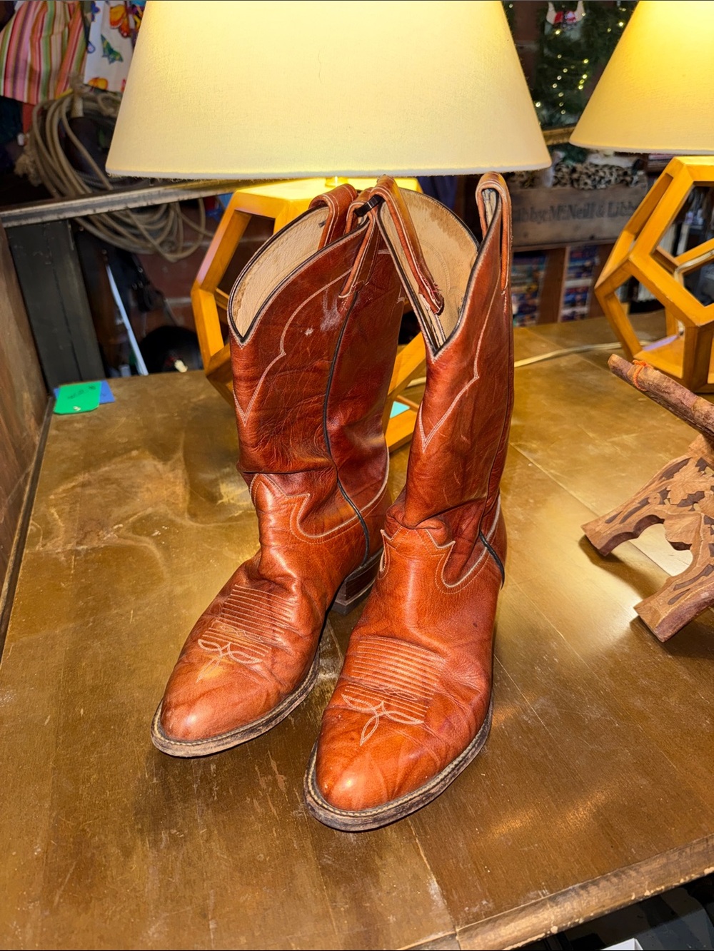 Tony Lama Rust Cognac Leather Western Boots
